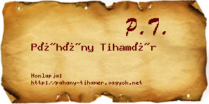 Páhány Tihamér névjegykártya